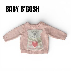 030 Baby B'Gosh Pink Bear Sweater 0-3 Months